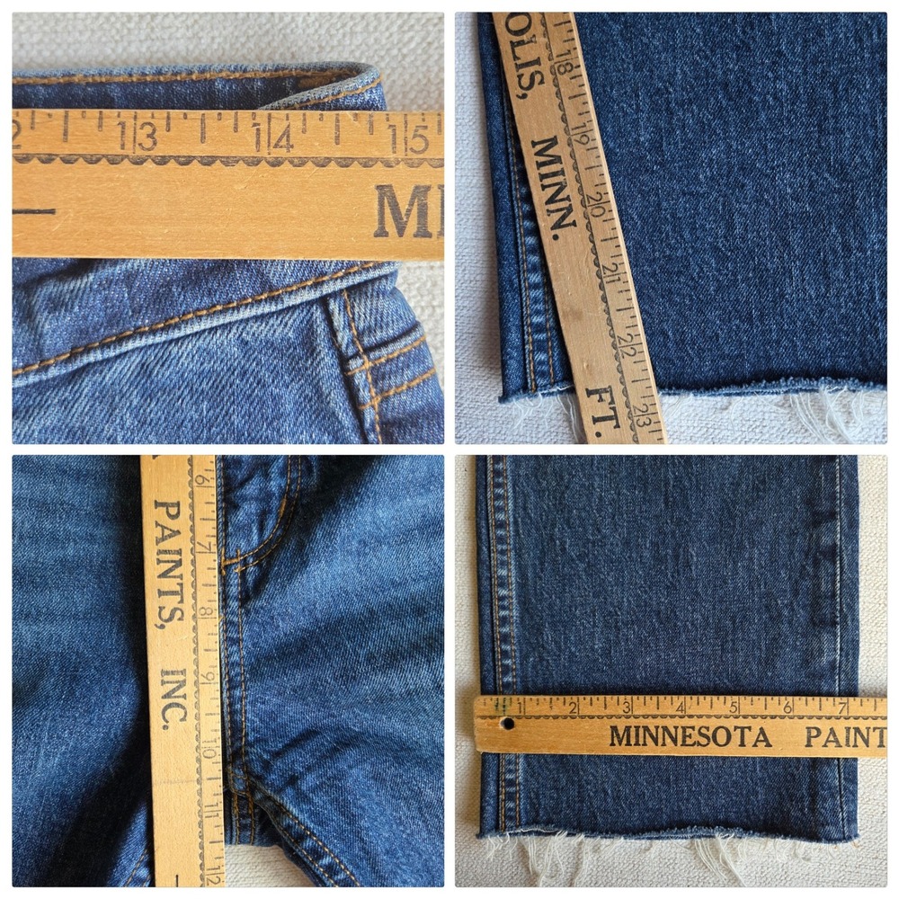 LOFT High Waist Straight Crop Jeans Size 4 Petite Dark Wash  Raw Hem Minimalist - Picture 7 of 7